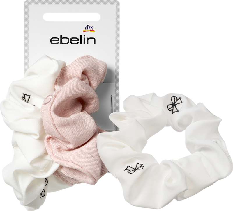 ebelin chouchous brodés blanc/rose 2 pièces