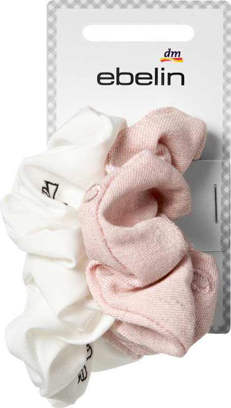 ebelin chouchous brodés blanc/rose 2 pièces