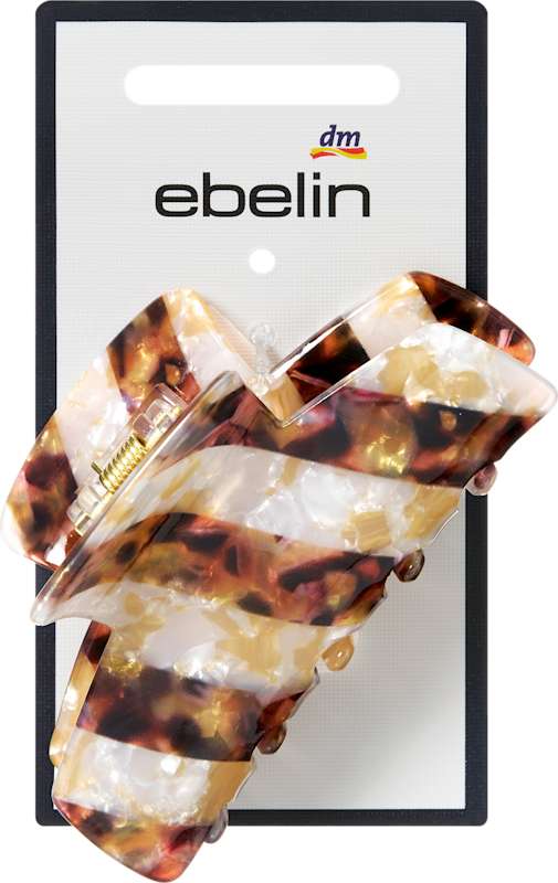 ebelin pince à cheveux rayée blanc/marron 1 pièce