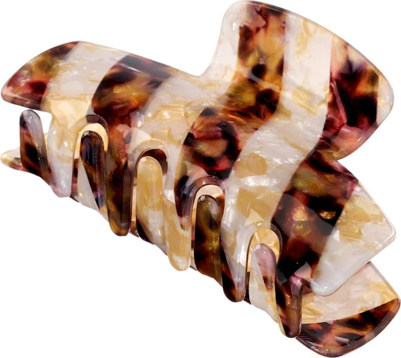 ebelin pince à cheveux rayée blanc/marron 1 pièce