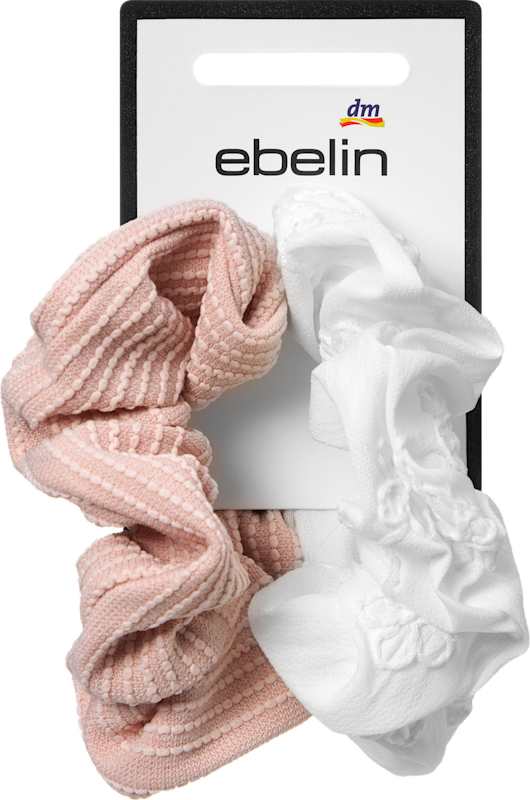 ebelin Chouchous brodés rose/blanc 2 pcs