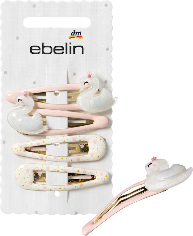 ebelin Pinces à cheveux cygnes et couronnes rose 4 pièces