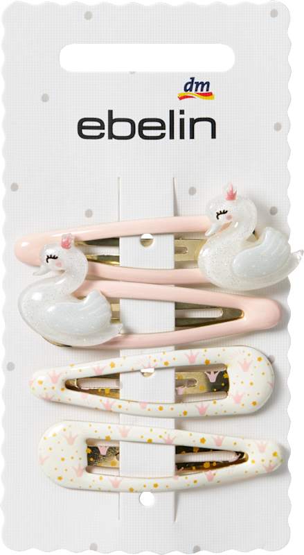 ebelin Pinces à cheveux cygnes et couronnes rose 4 pièces