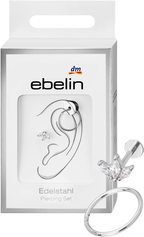 ebelin piercings oreille acier 316L, argenté, 2 pièces