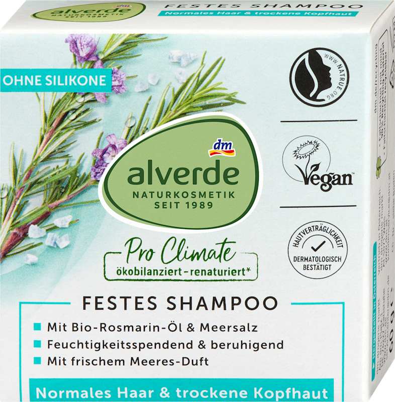 alverde NATURKOSMETIK Shampooing solide huile de romarin & sel marin 60 g