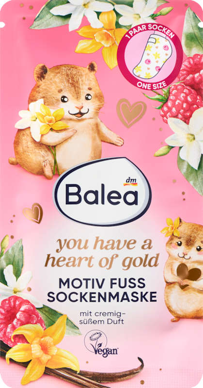 Balea Masque pieds chaussettes you have a heart of gold (1 paire) 2 pièces