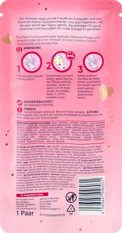 Balea Masque pieds chaussettes you have a heart of gold (1 paire) 2 pièces