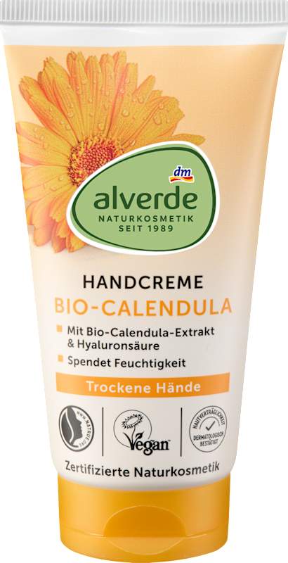 alverde NATURKOSMETIK Crème mains et ongles Calendula & acide hyaluronique, 75 ml
