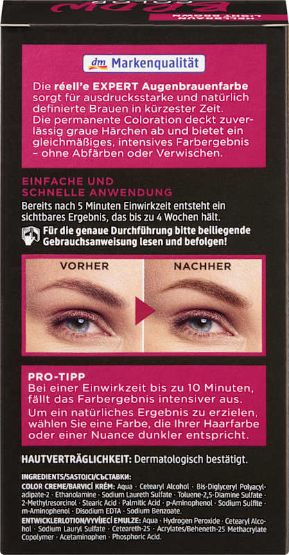 réell‘e EXPERT Teinture sourcils Châtain clair, 1 pièce