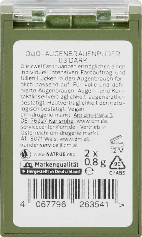 alverde NATURKOSMETIK poudre à sourcils duo 03 Dark 1,6 g