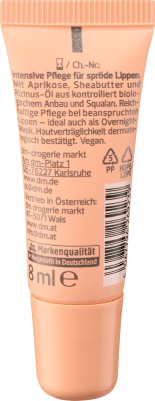 alverde NATURKOSMETIK Masque lèvres Abricot, 8 ml