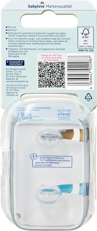 babylove Tétine silicone symétrique, ocre/turquoise, T2, 5-18 mois, 2 pc