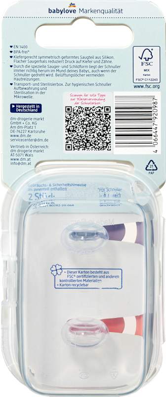 babylove Sucette silicone symétrique violet/rose T. 2 5-18 mois 2 pièces