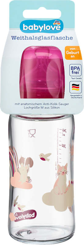 babylove Biberon en verre col large baie dès la naissance 240 ml, 1 pc