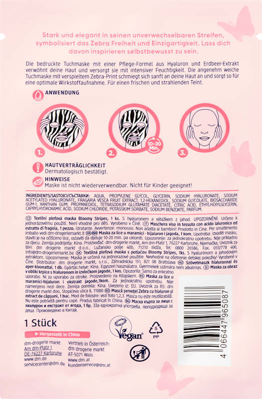 Balea masque tissu Bloomy Stripes, 1 pièce
