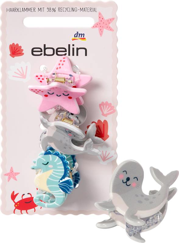 ebelin Pinces à cheveux animaux marins, 3 pièces