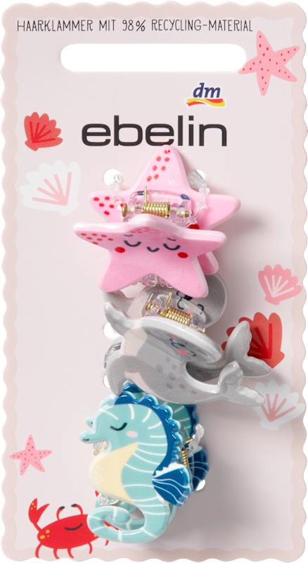 ebelin Pinces à cheveux animaux marins, 3 pièces