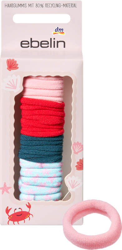 ebelin élastiques cheveux rose/rouge/bleu 20 pcs