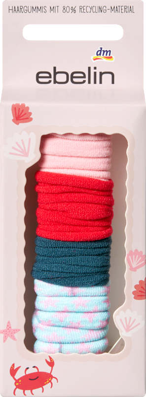 ebelin élastiques cheveux rose/rouge/bleu 20 pcs