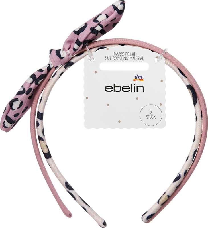 ebelin Serre-tête avec nœud motif léopard rose 2 pièces