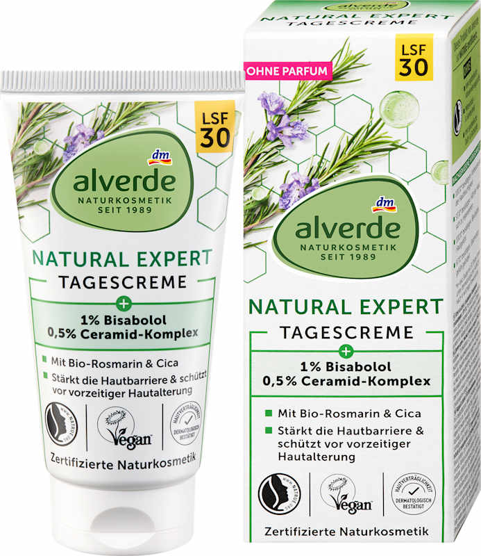 alverde NATURKOSMETIK Crème visage Natural Expert LSF30, 50 ml