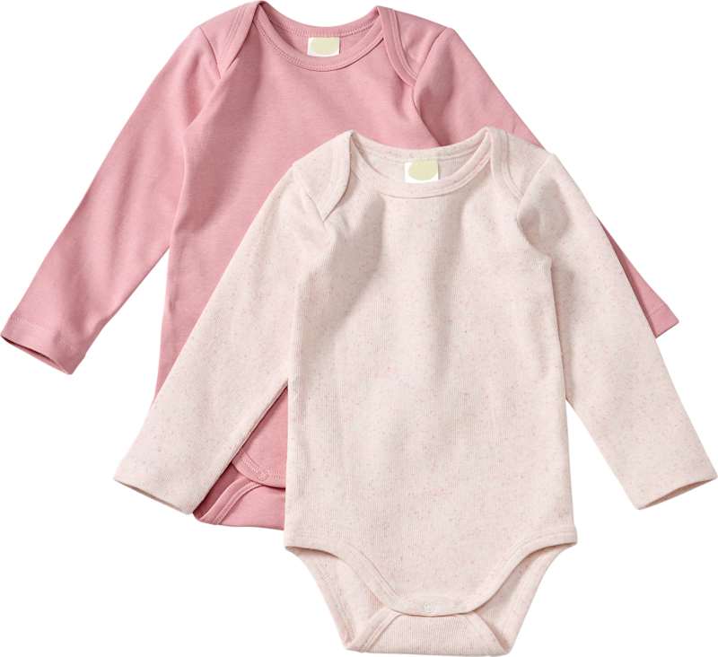 ALANA Bodys manches longues côtelés rose & beige, Taille 74/80, lot de 2