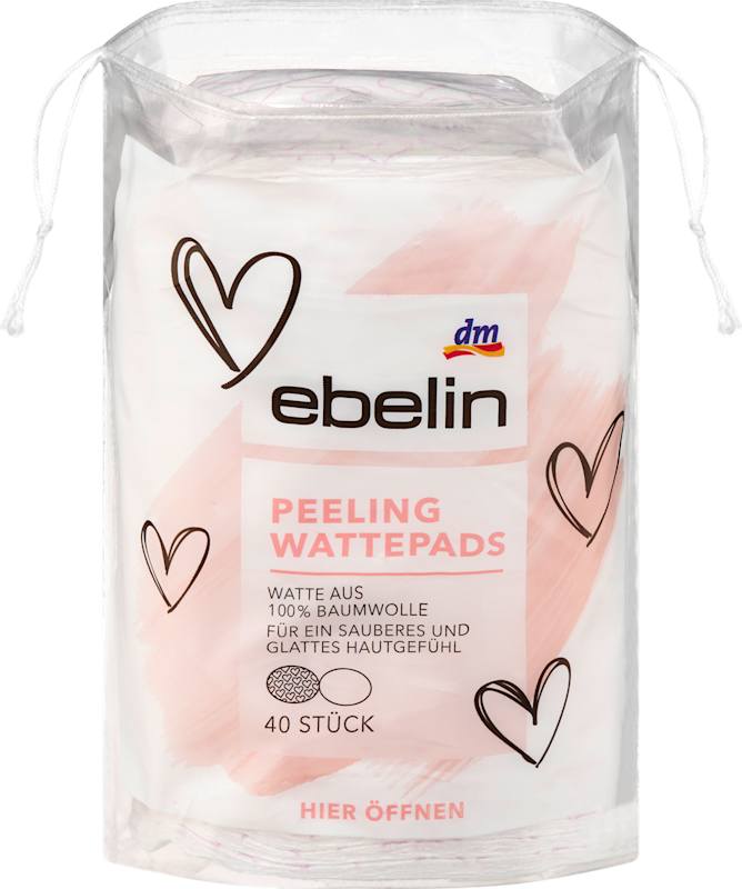 ebelin disques de coton peeling cœurs, 40 pièces