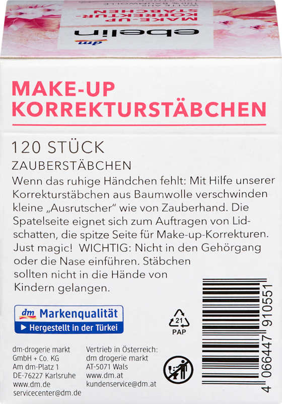 ebelin Cotons-tiges correcteurs pour maquillage, 120 pcs