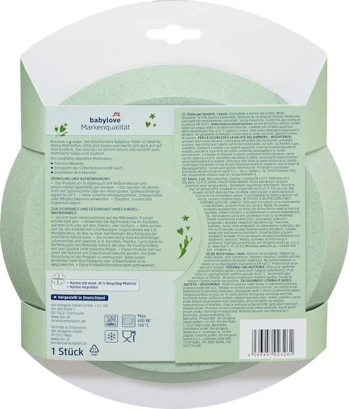 babylove assiette verte animaux du jardin, 1 pc
