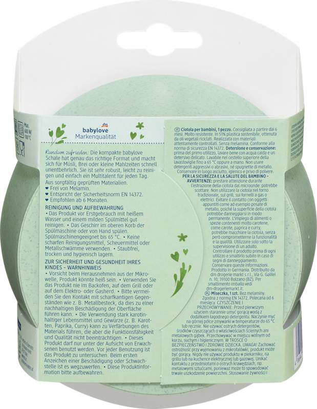 babylove Bol à bouillie vert animaux du jardin 1 pc