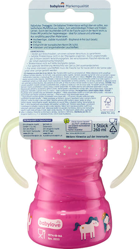 babylove Tasse d'apprentissage Jour & Nuit rose dès 6 mois 260 ml 1 pièce