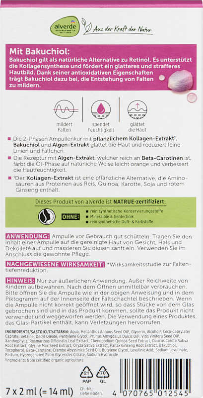 alverde NATURKOSMETIK cure ampoules Collagen Boost (7x2 ml), 14 ml