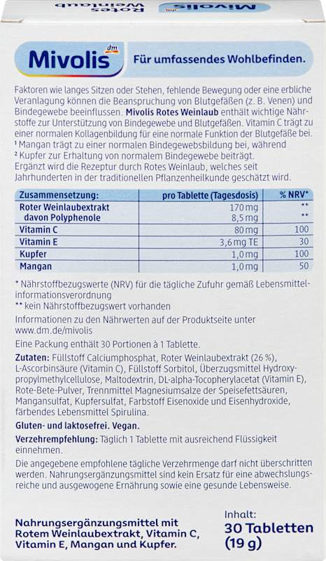 Mivolis Vigne Rouge Comprimés 30 pcs 19 g