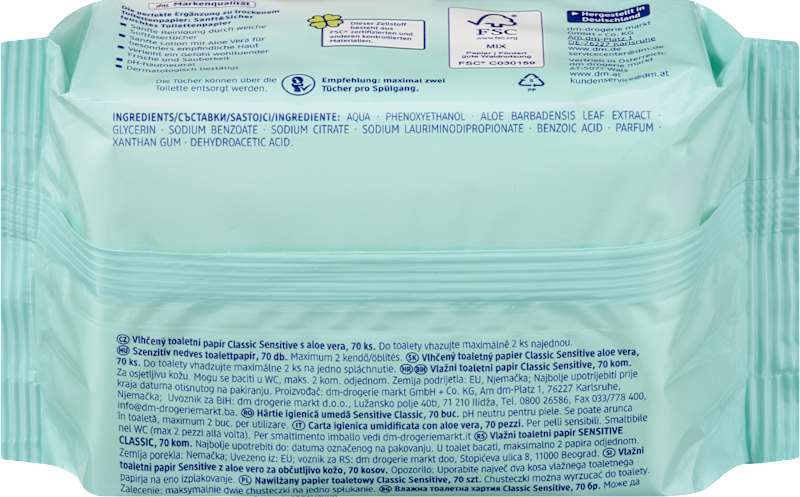 Sanft&Sicher Papier Toilette Humide Classic Sensitive (2x70 pièces), 140 pièces