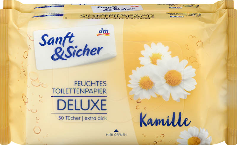 Sanft&Sicher Papier toilette humide Deluxe camomille 2x50 100 pièces