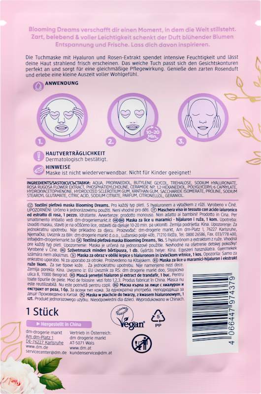 Balea Masque Tissu Blooming Dreams, 1 pièce
