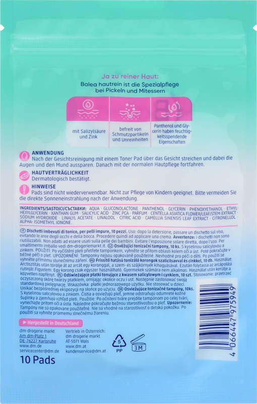 Balea Disques toniques peau nette rafraîchissants 10 pcs