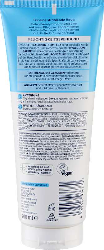 Balea Lait corps Beauty Expert Hydration 200 ml