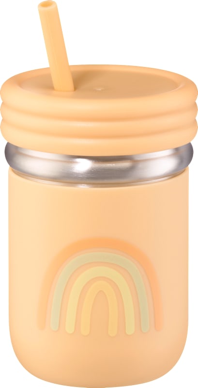 babylove gobelet à paille inox/silicone abricot 300 ml 1 pc