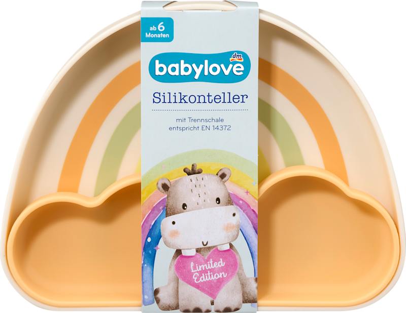 babylove Assiette en silicone avec compartiment arc-en-ciel orange/crème, 1 pc