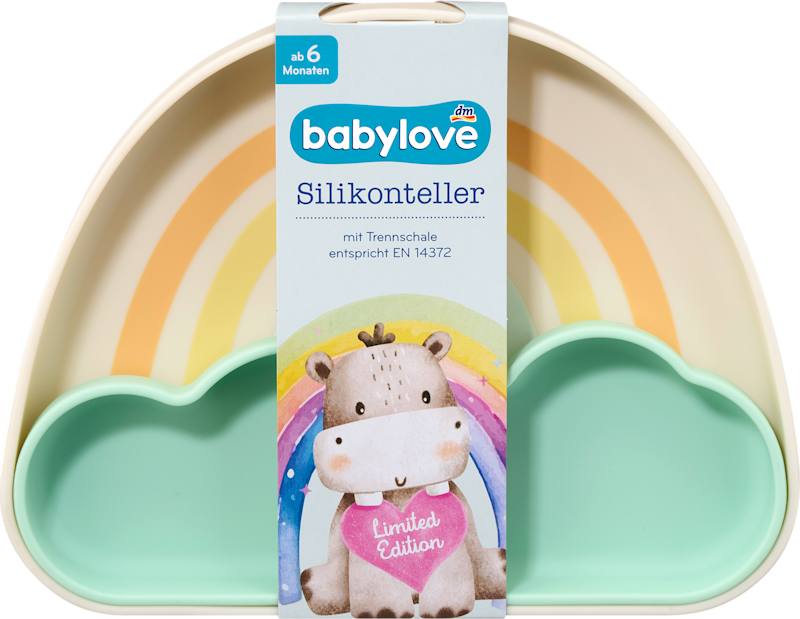babylove Assiette Silicone à Compartiments Arc-en-Ciel Menthe/Crème 1 pièce