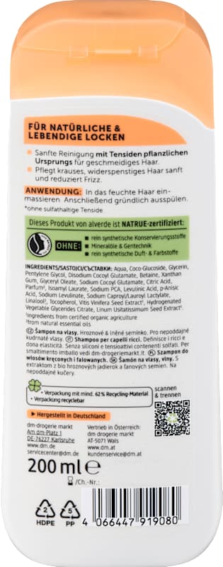 alverde NATURKOSMETIK Shampooing Boucles 200 ml
