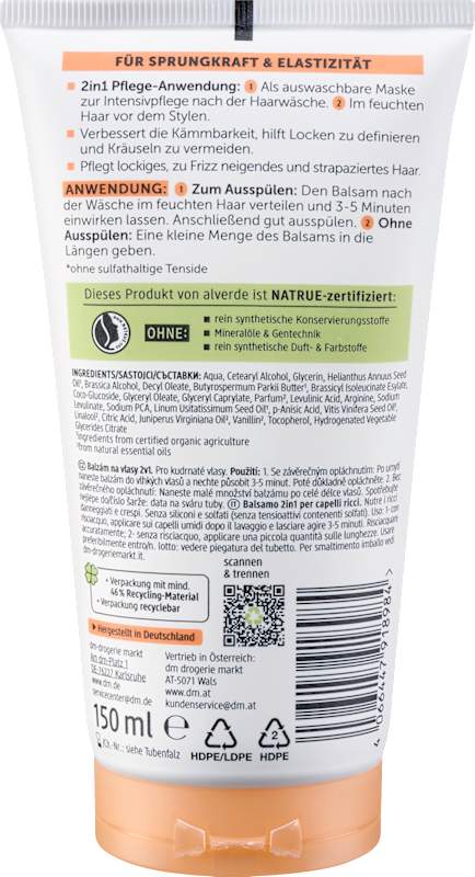 alverde NATURKOSMETIK Baume Boucles 2en1 150 ml