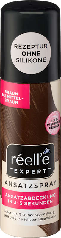 réell‘e EXPERT Spray retouche racines Brun à châtain moyen, 75 ml