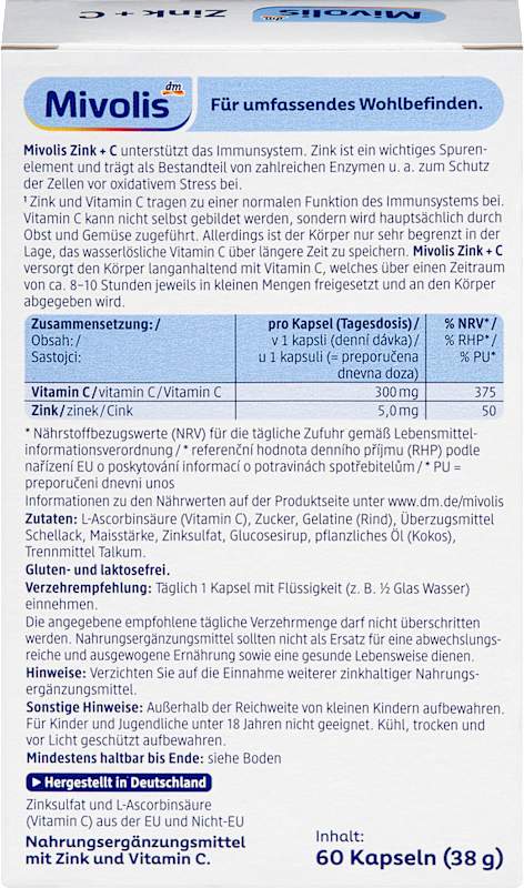 Mivolis Zinc + C (60 gélules)