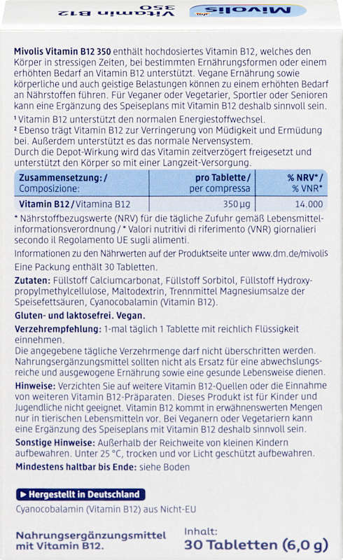 Mivolis Vitamine B12 (30 mini-comprimés)