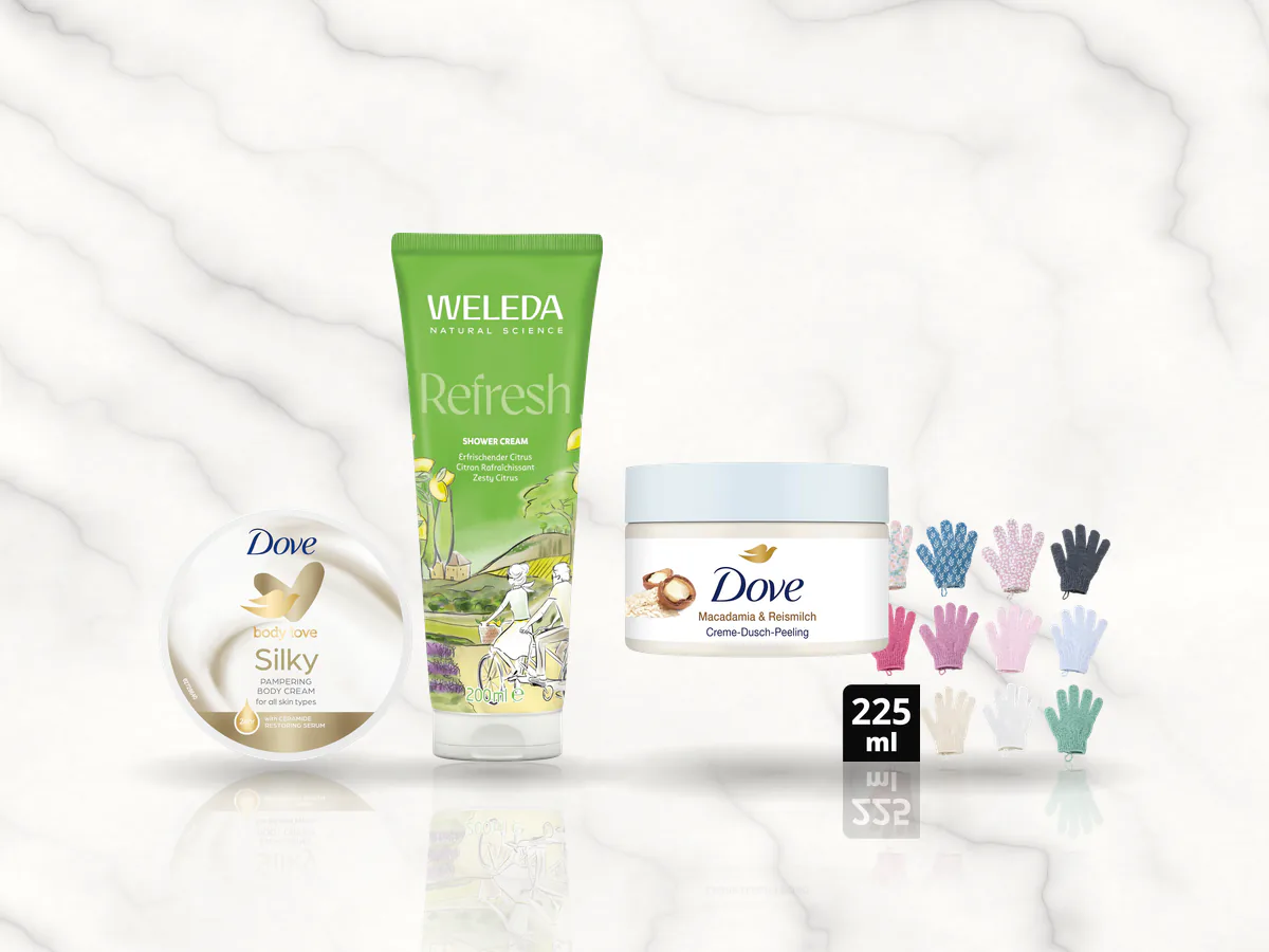 Routine soin du corps : douche, gommage, hydratation