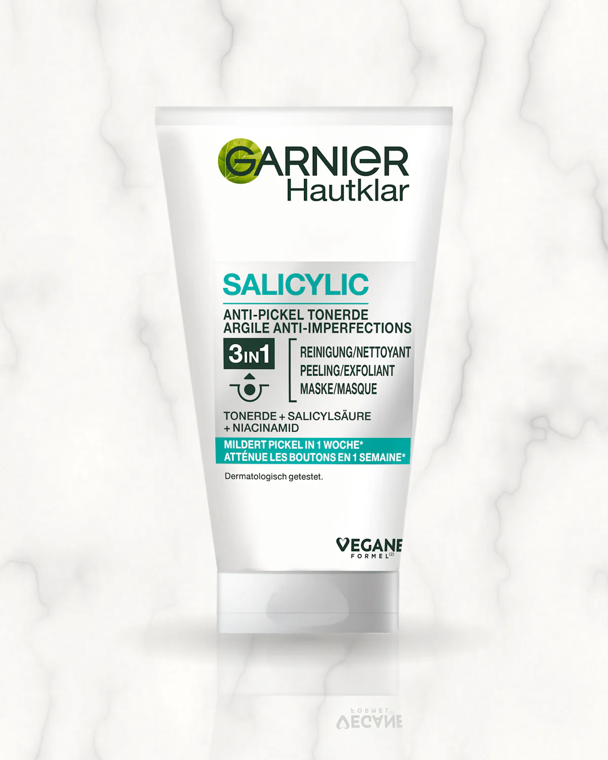 Garnier Skin Active Crème nettoyante 3en1 argile et acide salicylique, peau à imperfections, 150 ml